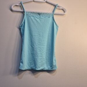Women's Light Blue Lace-Trim Stretch Camisole
